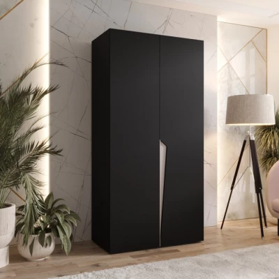 Kleiderschrank 100 cm SORAYA 1 - schwarz / Griff aus Kaschmir