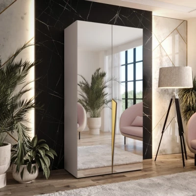 Spiegelschrank 100 cm SORAYA 3 - Kaschmir / Goldgriff