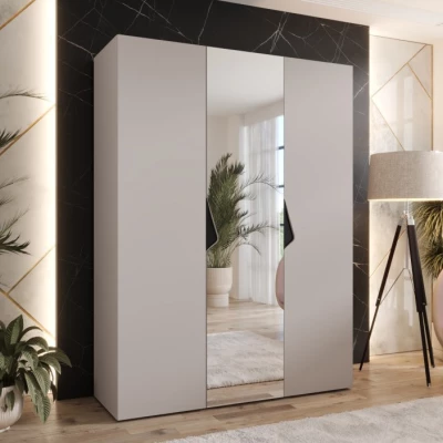 Dreitüriger Kleiderschrank 150 cm AMARIS 2 - Kaschmir / schwarze Griffe