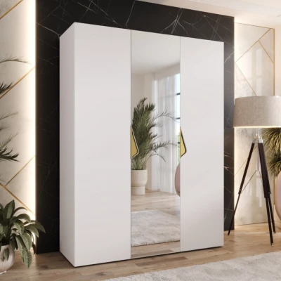 Dreitüriger Kleiderschrank 150 cm AMARIS 2 - weiß / goldene Griffe
