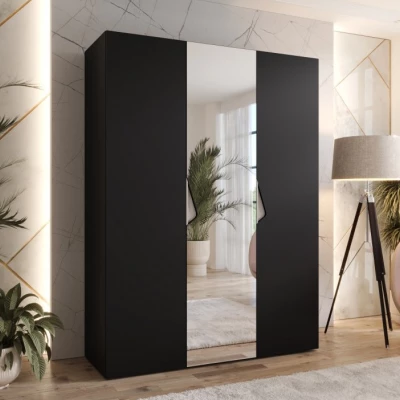 Dreitüriger Kleiderschrank 150 cm AMARIS 2 - Griffe schwarz / Kaschmir