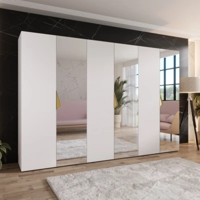 Großer Spiegelschrank 300 cm AMARIS 2 - weiß / goldene Griffe