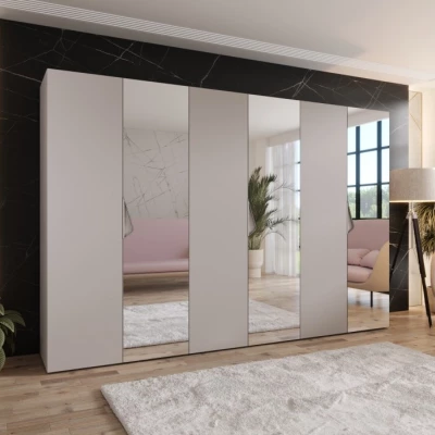Großer Spiegelschrank 300 cm AMARIS 2 - Kaschmir / Kaschmirgriffe
