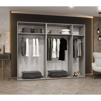 Breiter Kleiderschrank 250 cm AMARIS 3 mit Spiegel - schwarz / goldene Griffe
