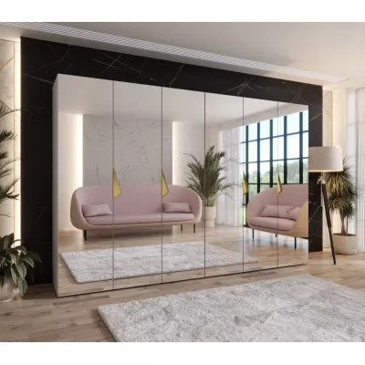 Spiegelschrank mit sechs Türen, 300 cm, AMARIS 3 - Kaschmir / goldene Griffe
