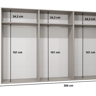 Großer Spiegelschrank 300 cm AMARIS 3 - Kaschmir / goldene Griffe