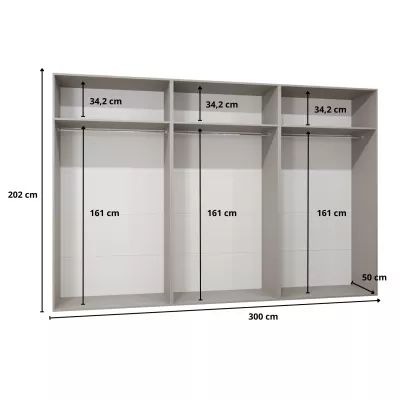 Großer Spiegelschrank 300 cm AMARIS 3 - Kaschmir / goldene Griffe