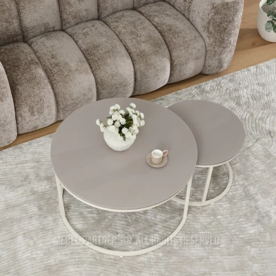 JACEK Couchtisch-Set – Beige/Creme
