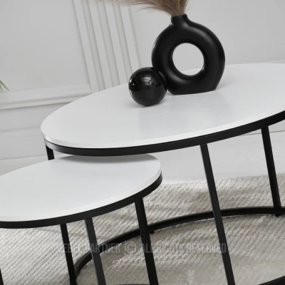 Couchtisch-Set JACEK – weiß/schwarz