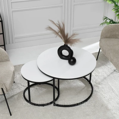 Couchtisch-Set JACEK – weiß/schwarz