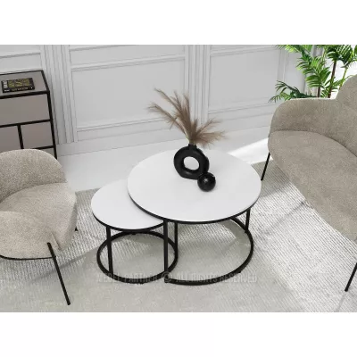 Couchtisch-Set JACEK – weiß/schwarz