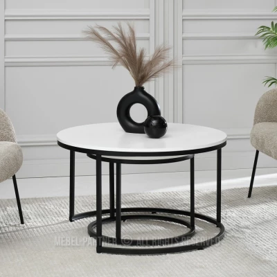 Couchtisch-Set JACEK – weiß/schwarz