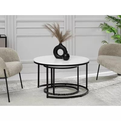 Couchtisch-Set JACEK – weiß/schwarz