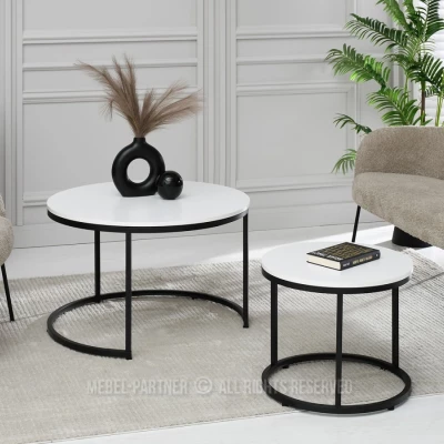 Couchtisch-Set JACEK – weiß/schwarz