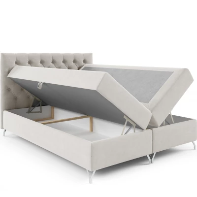 Boxspringbett SHANNON – 180x200, Blau + GRATIS Topper