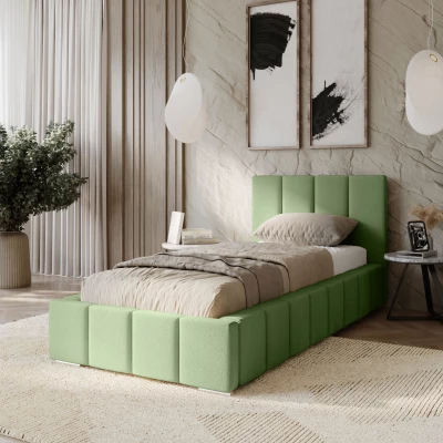 Gepolstertes Einzelbett 80x200 mit Stauraum BURKE - Khaki