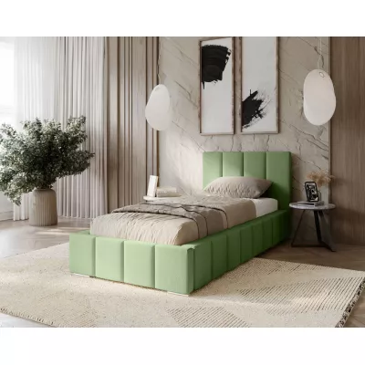 Gepolstertes Einzelbett 80x200 mit Stauraum BURKE - Khaki