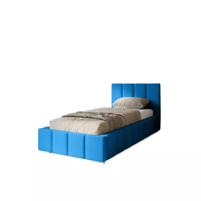 Gepolstertes Einzelbett 80x200 mit Stauraum BURKE - blau