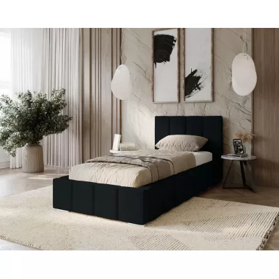 Gepolstertes Einzelbett 80x200 mit Stauraum BURKE - schwarz