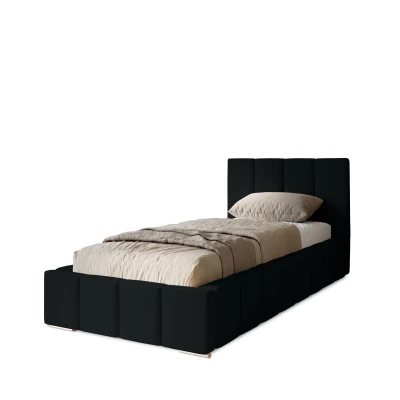Gepolstertes Einzelbett 80x200 mit Stauraum BURKE - schwarz