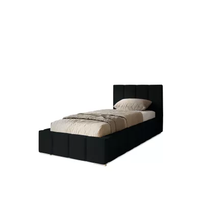Gepolstertes Einzelbett 80x200 mit Stauraum BURKE - schwarz