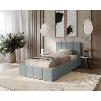 Gepolstertes Einzelbett 80x200 mit Stauraum BURKE - Platin
