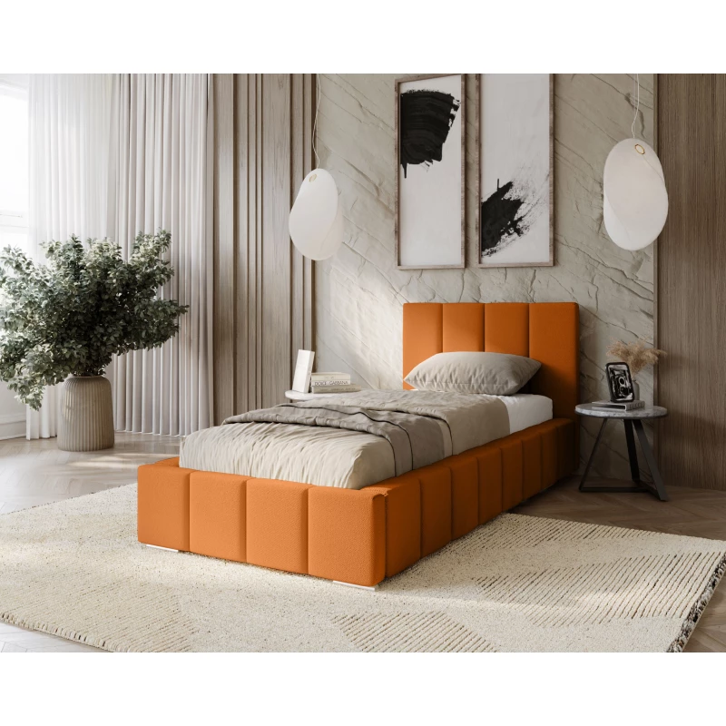 Gepolstertes Einzelbett 80x200 mit Stauraum BURKE - rot