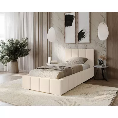 Gepolstertes Einzelbett 80x200 mit Stauraum BURKE - Vanille