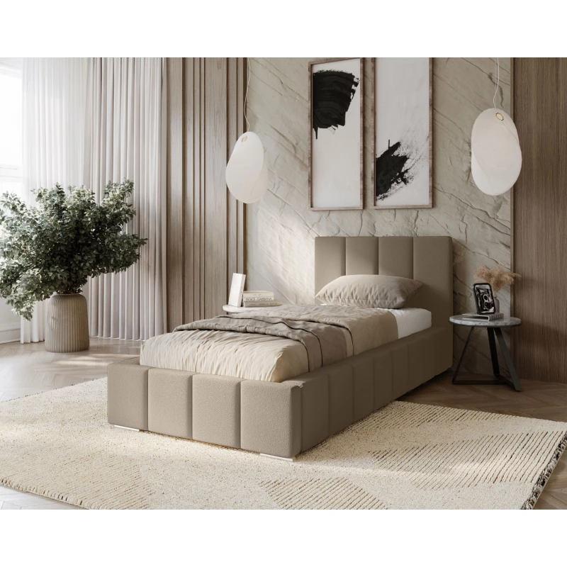 Gepolstertes Einzelbett 80x200 mit Stauraum BURKE - Latte
