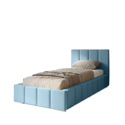 Gepolstertes Einzelbett 80x200 mit Stauraum BURKE - hellblau