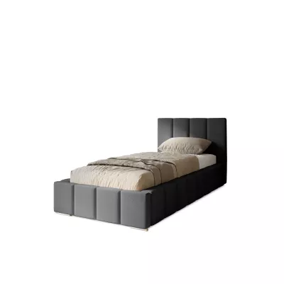 Gepolstertes Einzelbett 90x200 mit Stauraum BURKE - Stahlgrau