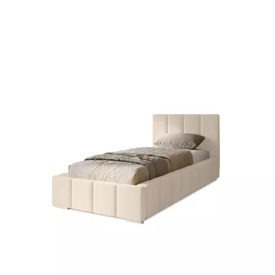 Gepolstertes Einzelbett 90x200 mit Stauraum BURKE - Vanille