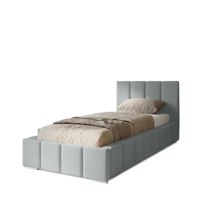 Gepolstertes Einzelbett 90x200 mit Stauraum BURKE - Esche