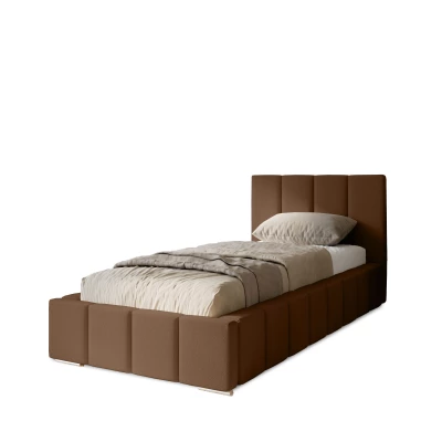 Gepolstertes Einzelbett 90x200 mit Stauraum BURKE - braun