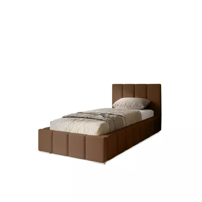 Gepolstertes Einzelbett 90x200 mit Stauraum BURKE - braun
