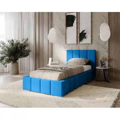 Gepolstertes Einzelbett 90x200 mit Stauraum BURKE - blau