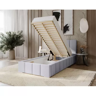 Gepolstertes Einzelbett 90x200 mit Stauraum BURKE - Esche