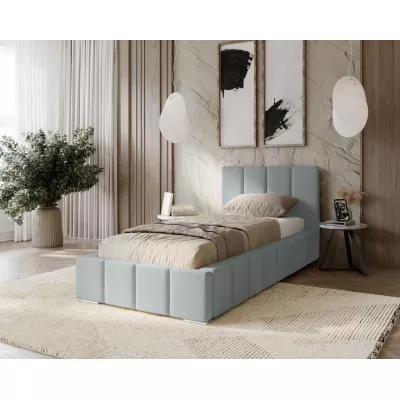 Gepolstertes Einzelbett 100x200 mit Stauraum BURKE - Esche