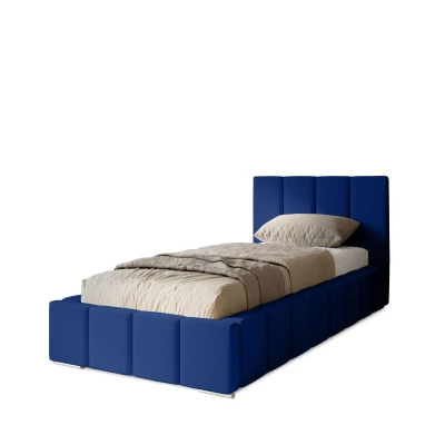 Gepolstertes Einzelbett 100x200 mit Stauraum BURKE - dunkelblau