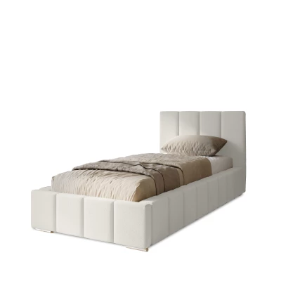 Gepolstertes Einzelbett 100x200 mit Stauraum BURKE - weiß