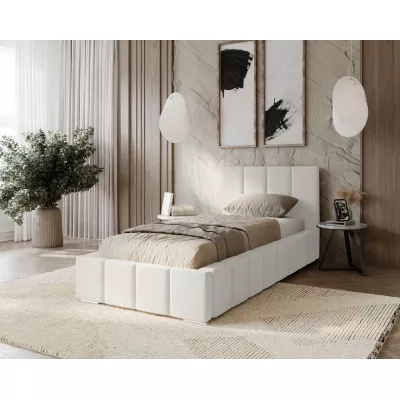 Gepolstertes Einzelbett 100x200 mit Stauraum BURKE - weiß