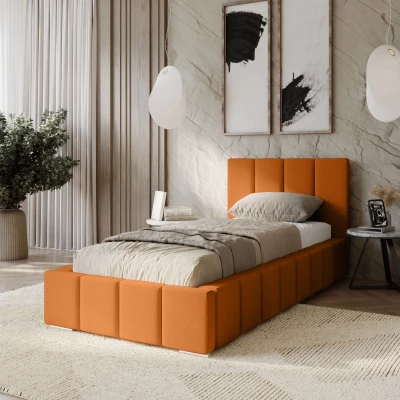 Gepolstertes Einzelbett 100x200 mit Stauraum BURKE - rot