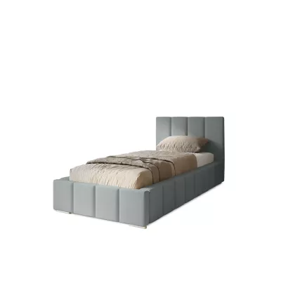 Gepolstertes Einzelbett 100x200 mit Stauraum BURKE - Platin