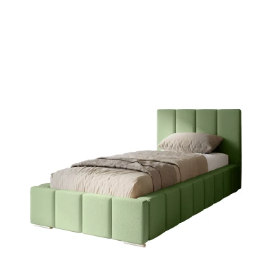 Gepolstertes Einzelbett 100x200 mit Stauraum BURKE - Khaki
