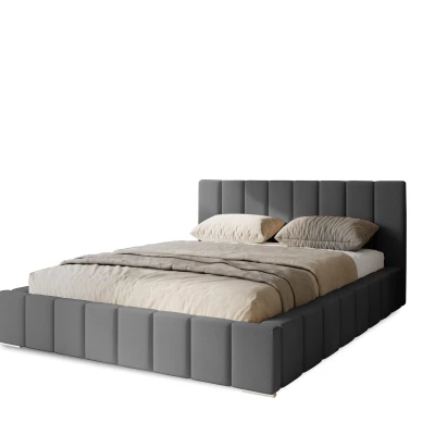 Gepolstertes Einzelbett 120x200 mit Stauraum BURKE - Stahlgrau