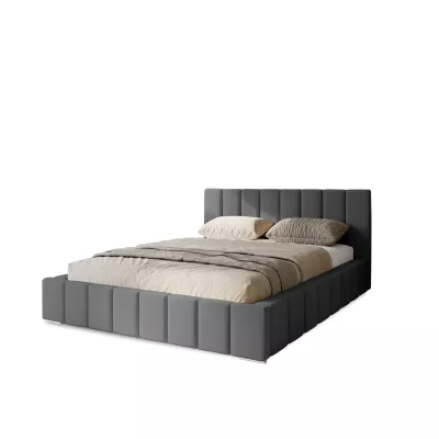 Gepolstertes Einzelbett 120x200 mit Stauraum BURKE - Stahlgrau