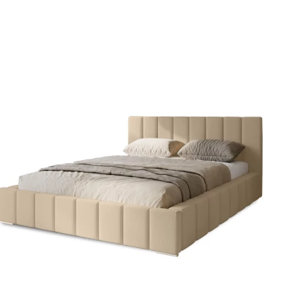 Gepolstertes Einzelbett 120x200 mit Stauraum BURKE - Creme