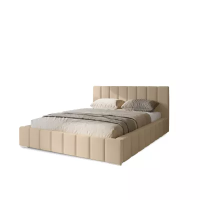 Gepolstertes Einzelbett 120x200 mit Stauraum BURKE - Creme