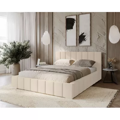 Gepolstertes Einzelbett 120x200 mit Stauraum BURKE - Vanille