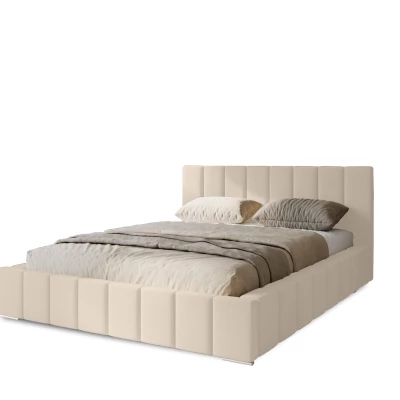 Gepolstertes Einzelbett 120x200 mit Stauraum BURKE - Vanille